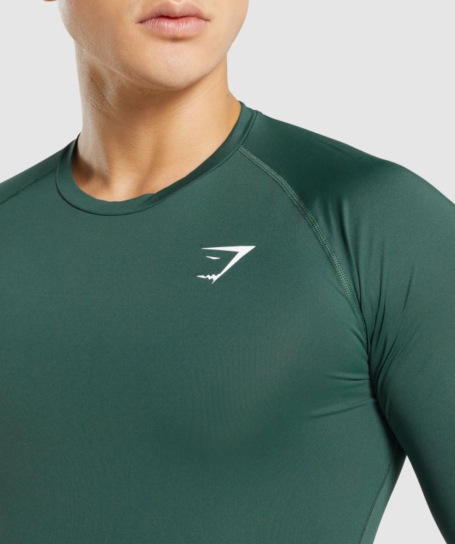 Gymshark Element Baselayer Men's T Shirts Dark Green | UAE-96RJQN