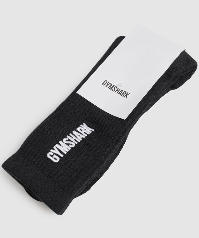 Gymshark Embroidered Logo Women's Socks Black | UAE-34EBMC