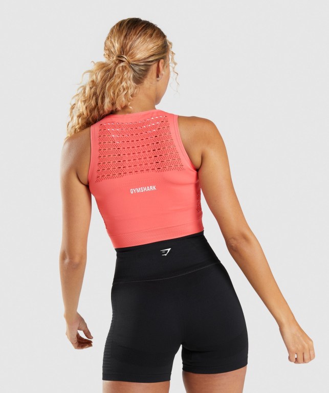 Gymshark Energy Seamless Crop Top Women's Sweatshirts Pink | UAE-42NHJC