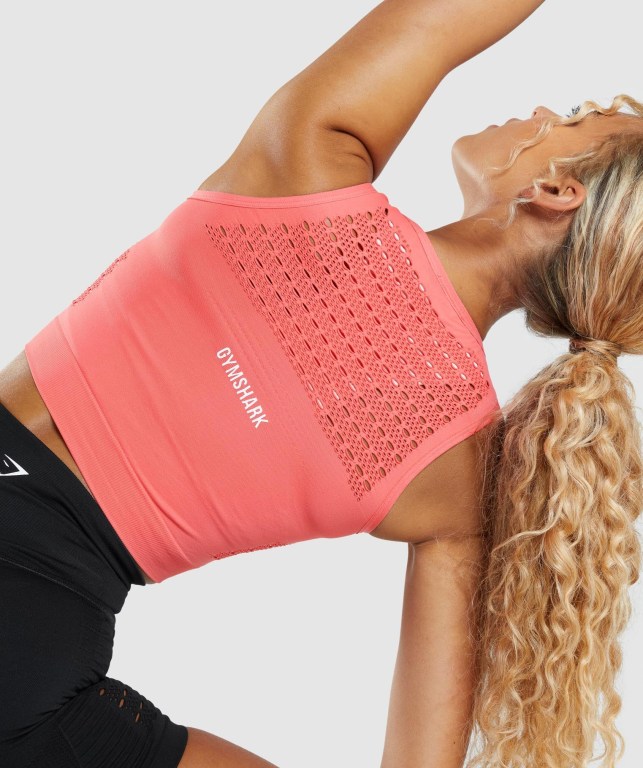 Gymshark Energy Seamless Crop Top Women's Sweatshirts Pink | UAE-42NHJC