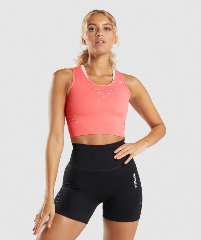 Gymshark Energy Seamless Crop Top Women\'s Sweatshirts Pink | UAE-42NHJC