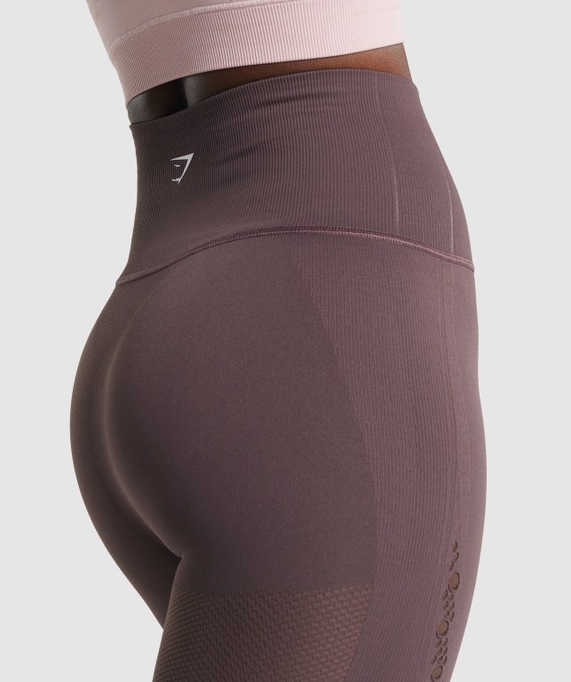 Gymshark Energy Seamless Cropped High Waisted Women's Leggings Brown | UAE-48CPMH