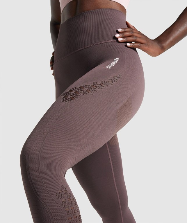 Gymshark Energy Seamless Cropped High Waisted Women's Leggings Brown | UAE-48CPMH