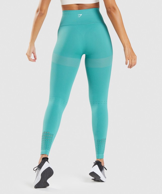 Gymshark Energy Seamless High Waisted Women's Leggings Turquoise | UAE-92IGJU