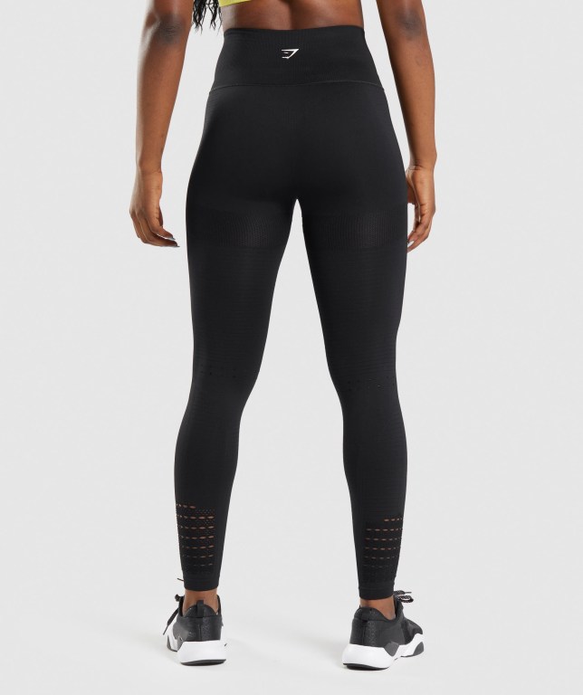 Gymshark Energy Seamless High Waisted Women's Leggings Black | UAE-98IYKB