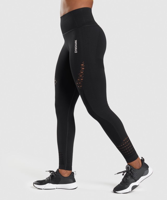 Gymshark Energy Seamless High Waisted Women's Leggings Black | UAE-98IYKB