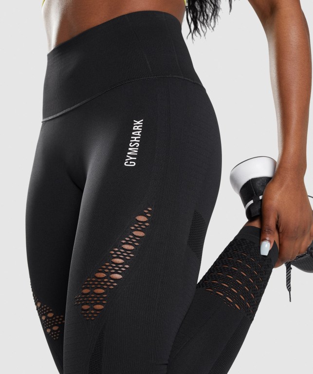 Gymshark Energy Seamless High Waisted Women's Leggings Black | UAE-98IYKB