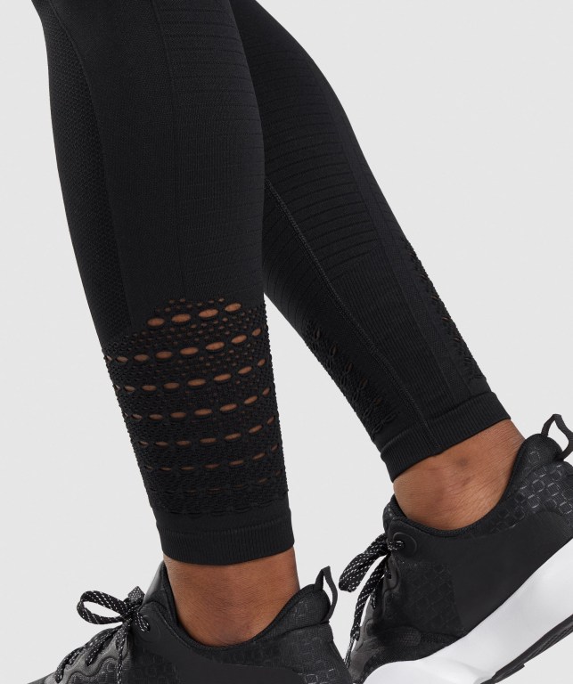 Gymshark Energy Seamless High Waisted Women's Leggings Black | UAE-98IYKB