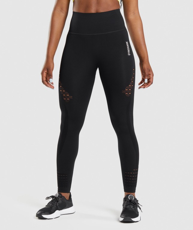 Gymshark Energy Seamless High Waisted Women\'s Leggings Black | UAE-98IYKB