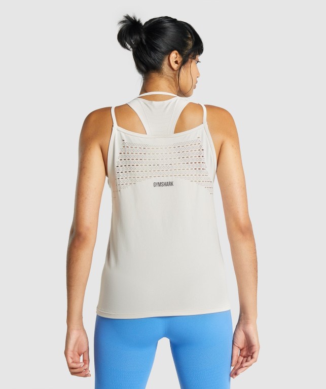 Gymshark Energy Seamless Loose Women's Tank Tops Cream | UAE-21DYSV