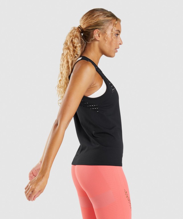 Gymshark Energy Seamless Loose Women's Tank Tops Black | UAE-50QBRF