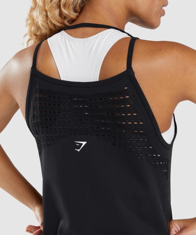 Gymshark Energy Seamless Loose Women's Tank Tops Black | UAE-50QBRF