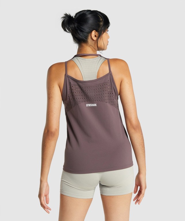 Gymshark Energy Seamless Loose Women's Tank Tops Brown | UAE-85WMPF