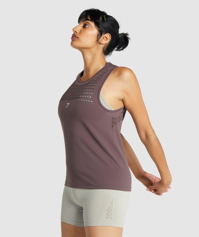 Gymshark Energy Seamless Loose Women's Tank Tops Brown | UAE-85WMPF