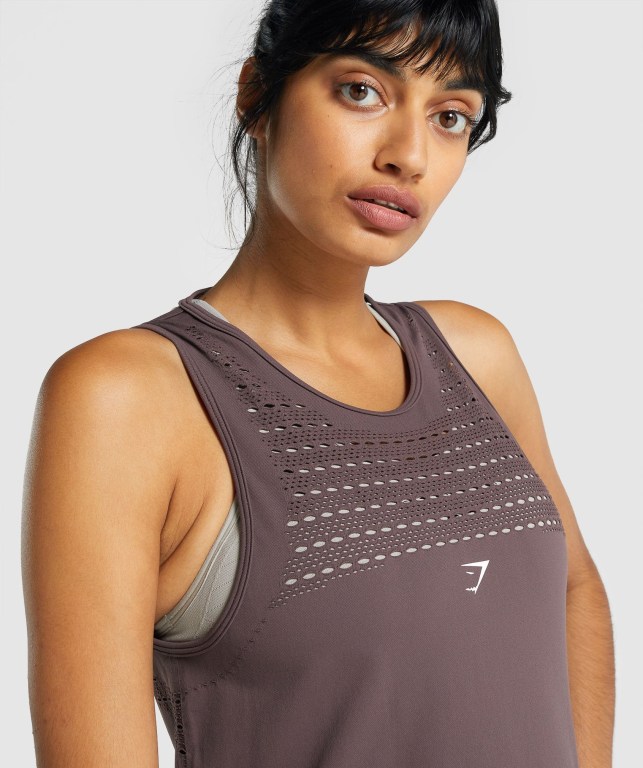 Gymshark Energy Seamless Loose Women's Tank Tops Brown | UAE-85WMPF