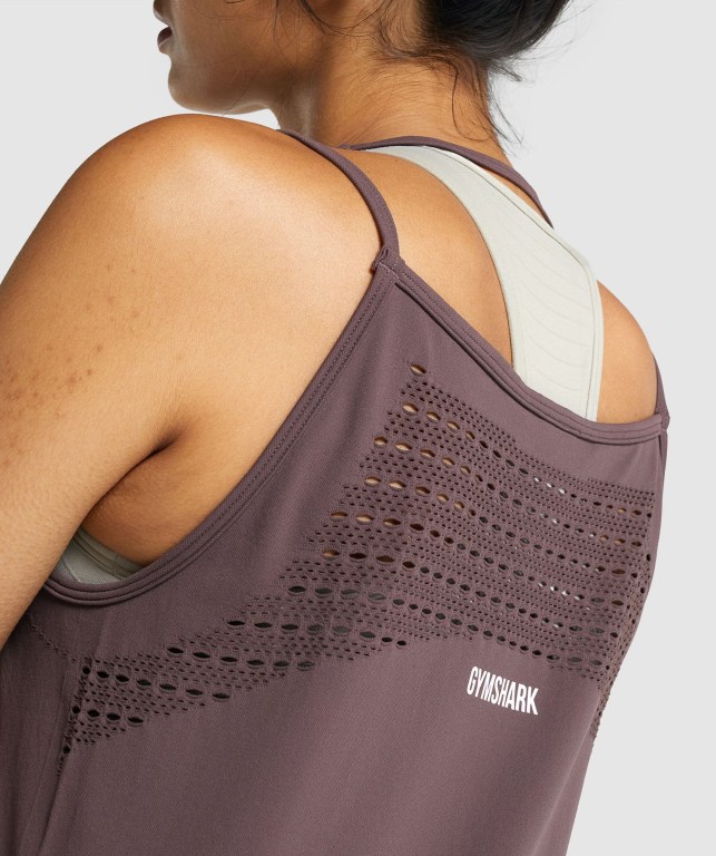 Gymshark Energy Seamless Loose Women's Tank Tops Brown | UAE-85WMPF