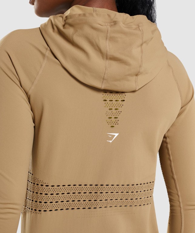 Gymshark Energy Seamless Women's Hoodies Brown | UAE-20GZKA