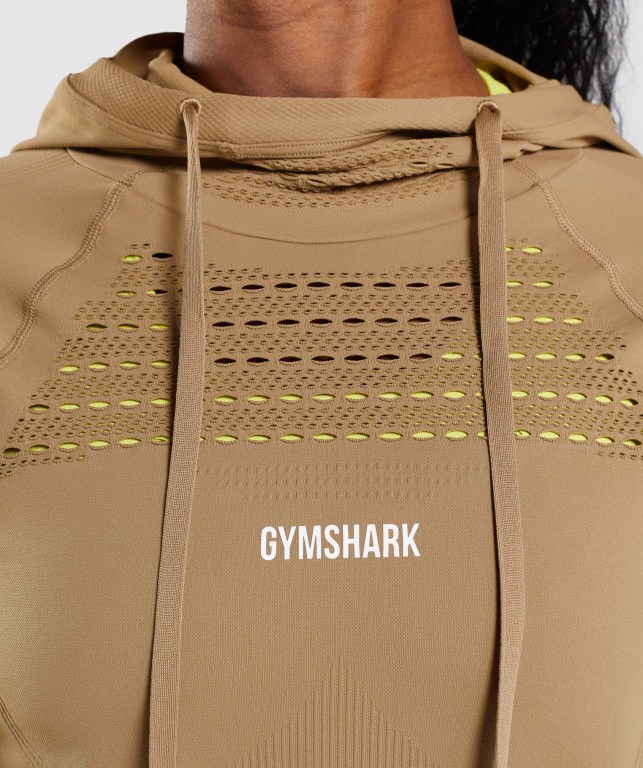 Gymshark Energy Seamless Women's Hoodies Brown | UAE-20GZKA