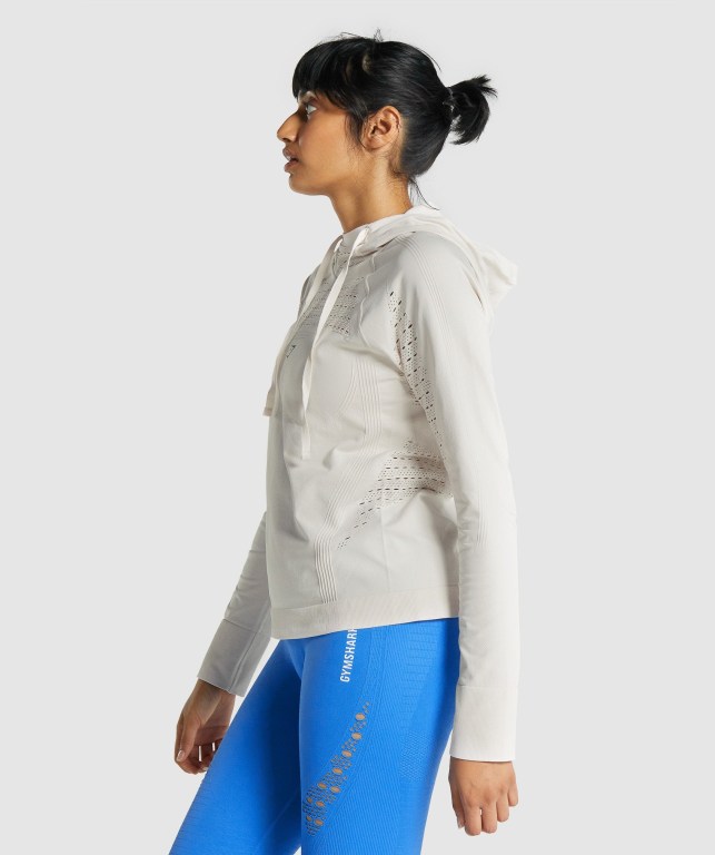 Gymshark Energy Seamless Women's Hoodies Cream | UAE-34JPTX