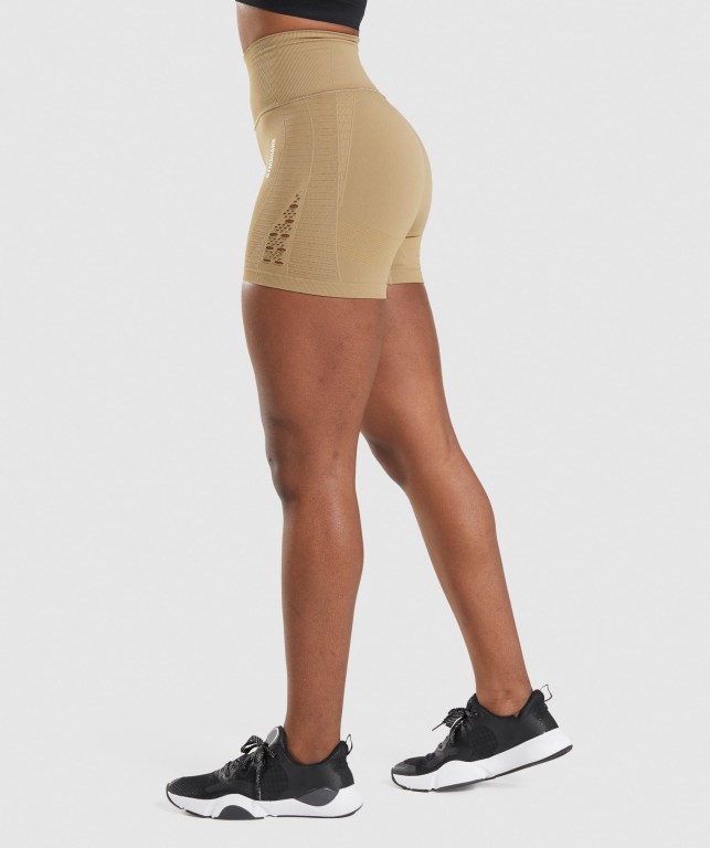 Gymshark Energy Seamless Women's Shorts Brown | UAE-24GCXL