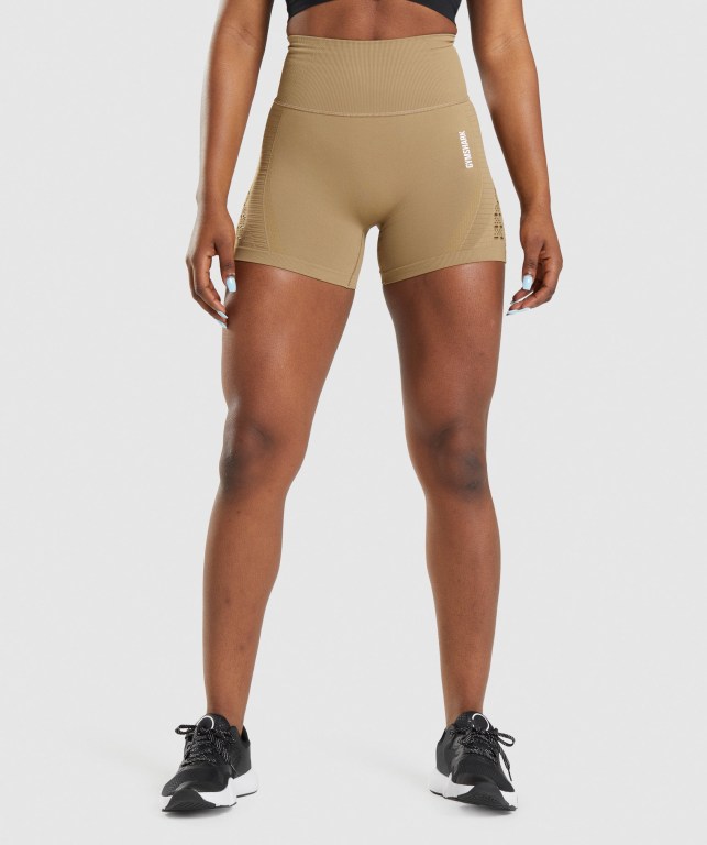 Gymshark Energy Seamless Women\'s Shorts Brown | UAE-24GCXL