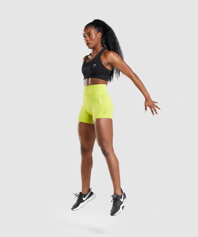 Gymshark Energy Seamless Women's Shorts Yellow | UAE-43OYVP