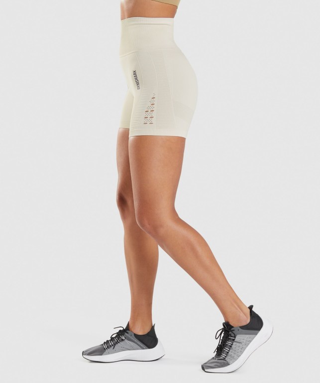 Gymshark Energy Seamless Women's Shorts White | UAE-48GEWX