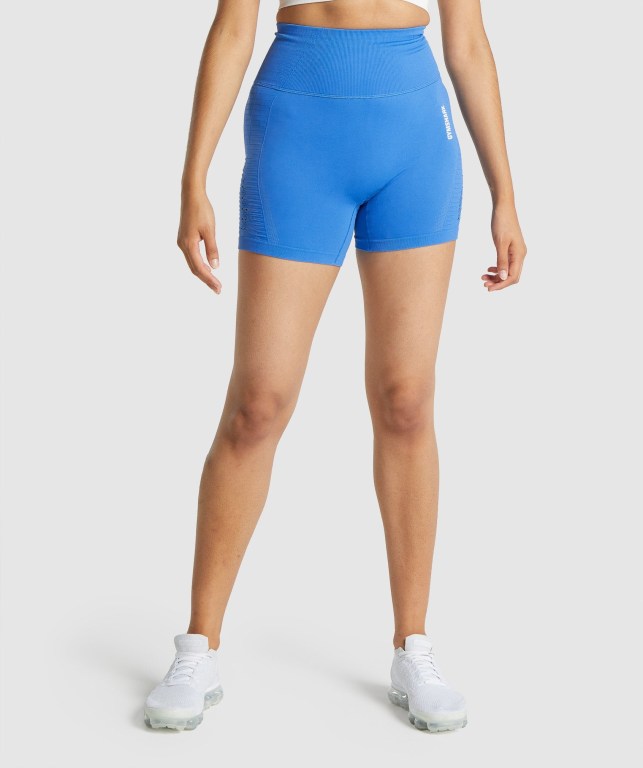 Gymshark Energy Seamless Women\'s Shorts Blue | UAE-67BVCI