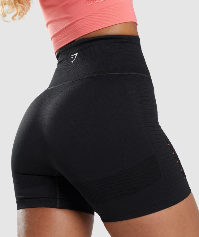 Gymshark Energy Seamless Women's Shorts Black | UAE-72YEDH