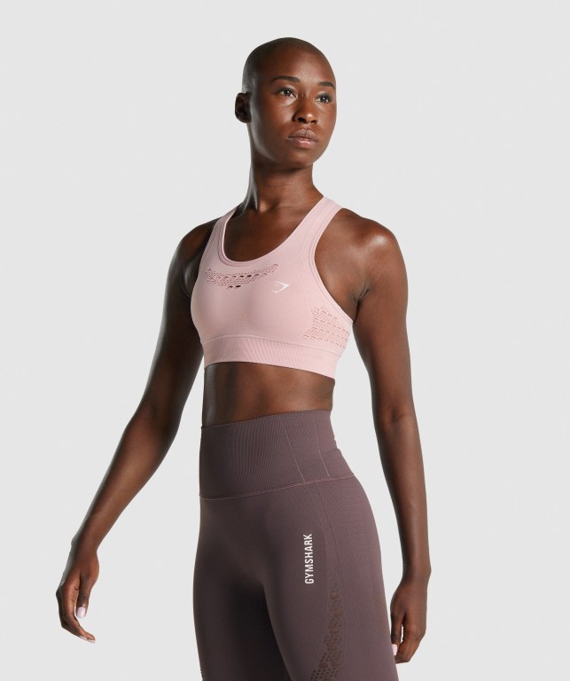 Gymshark Energy Seamless Women's Sports Bra Light Pink | UAE-35XDWP