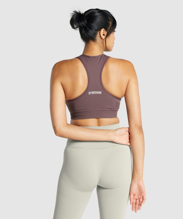 Gymshark Energy Seamless Women's Sports Bra Brown | UAE-74VUFQ