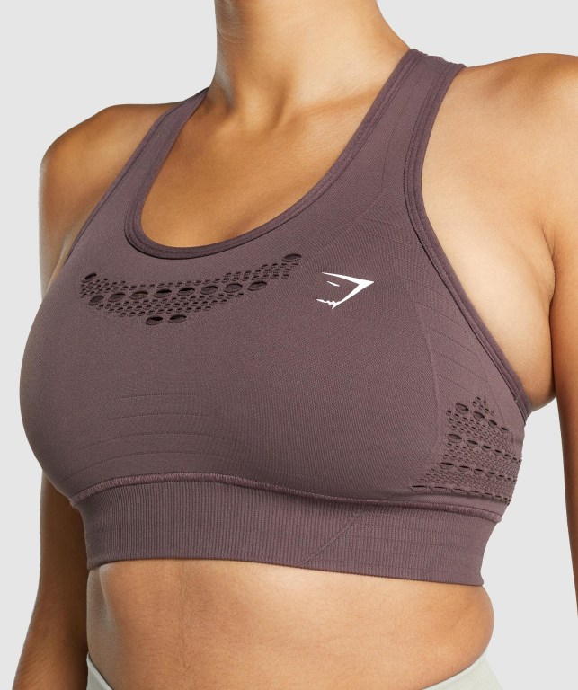 Gymshark Energy Seamless Women's Sports Bra Brown | UAE-74VUFQ