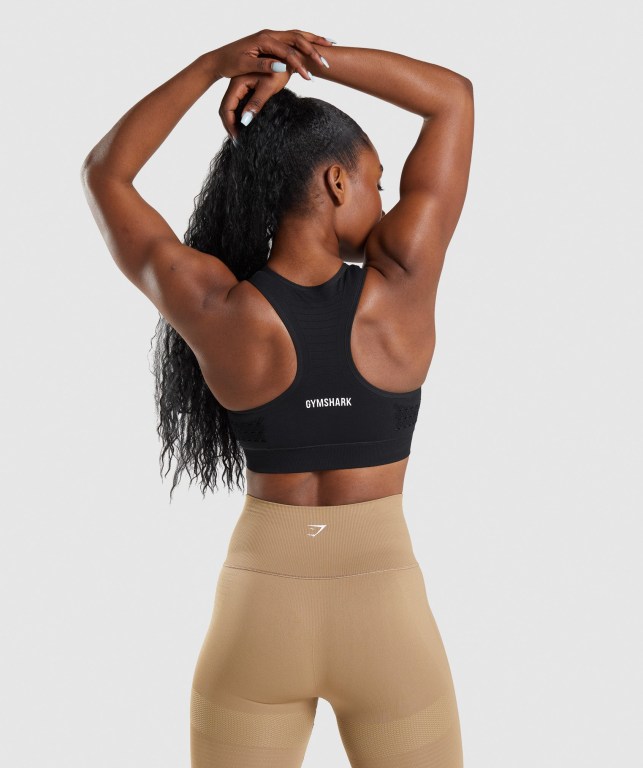 Gymshark Energy Seamless Women's Sports Bra Black | UAE-80AVYZ