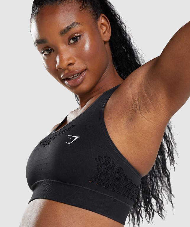 Gymshark Energy Seamless Women's Sports Bra Black | UAE-80AVYZ