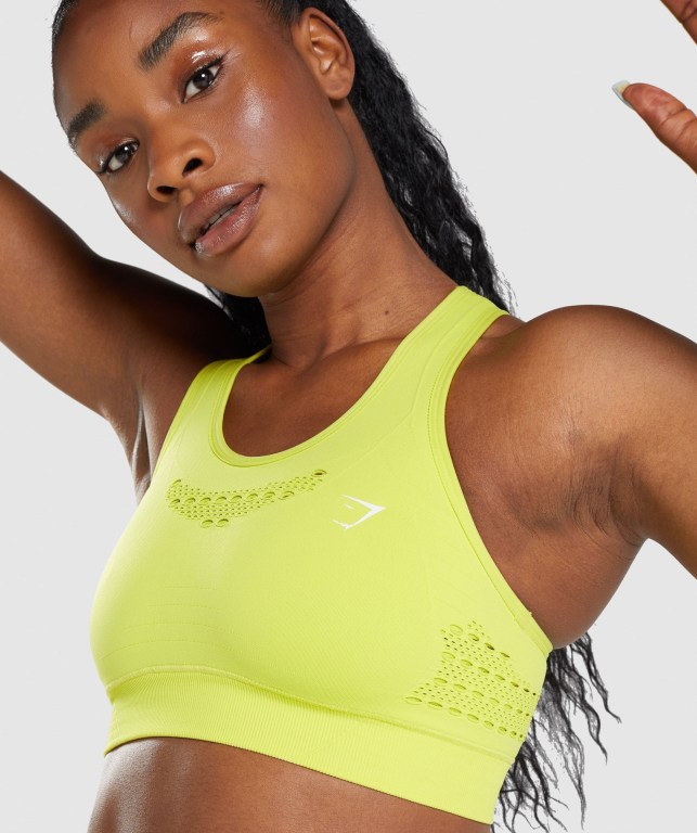 Gymshark Energy Seamless Women's Sports Bra Yellow | UAE-81VJYX