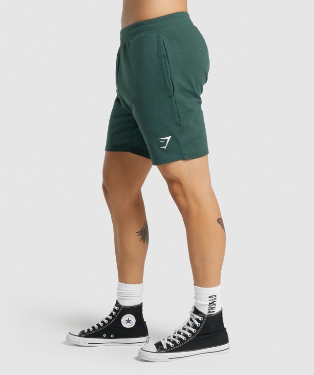 Gymshark Essential 7” Men's Shorts Dark Green | UAE-14HPND