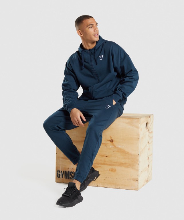 Gymshark Essential Oversized Men's Joggers Navy | UAE-83MNIU