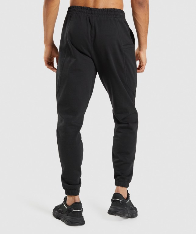 Gymshark Essential Oversized Men's Joggers Black | UAE-94ZAOW