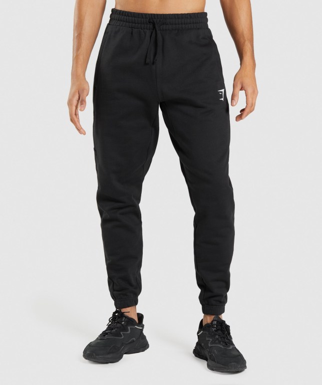 Gymshark Essential Oversized Men\'s Joggers Black | UAE-94ZAOW