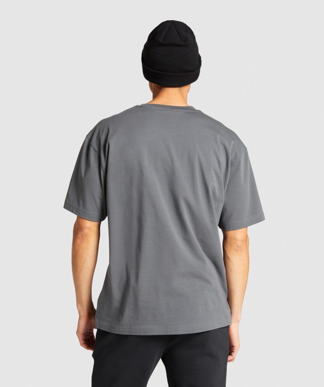 Gymshark Essential Oversized Men's T Shirts Grey | UAE-18QWED