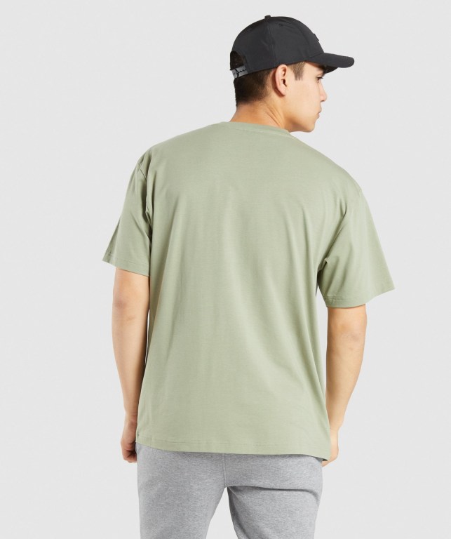 Gymshark Essential Oversized Men's T Shirts Light Green | UAE-78SFJG