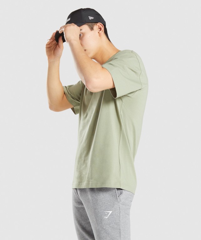 Gymshark Essential Oversized Men's T Shirts Light Green | UAE-78SFJG