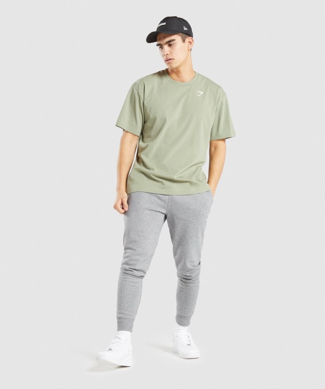 Gymshark Essential Oversized Men's T Shirts Light Green | UAE-78SFJG