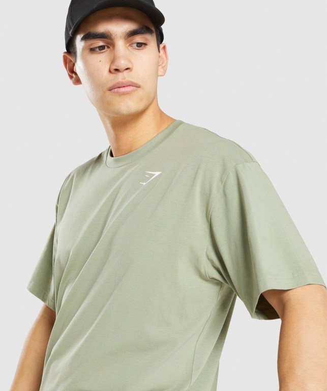 Gymshark Essential Oversized Men's T Shirts Light Green | UAE-78SFJG