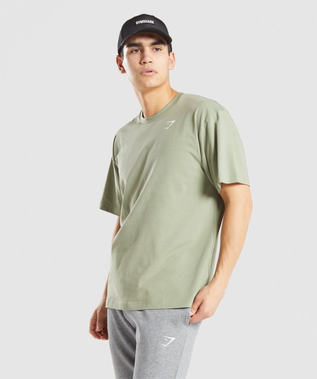 Gymshark Essential Oversized Men\'s T Shirts Light Green | UAE-78SFJG