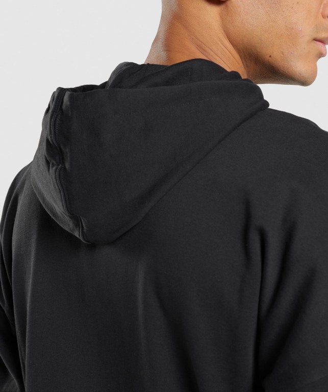 Gymshark Essential Oversized Zip Up Men's Hoodies Black | UAE-02OTMW