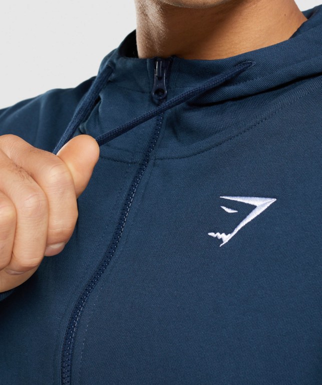 Gymshark Essential Oversized Zip Up Men's Hoodies Navy | UAE-14SVAG