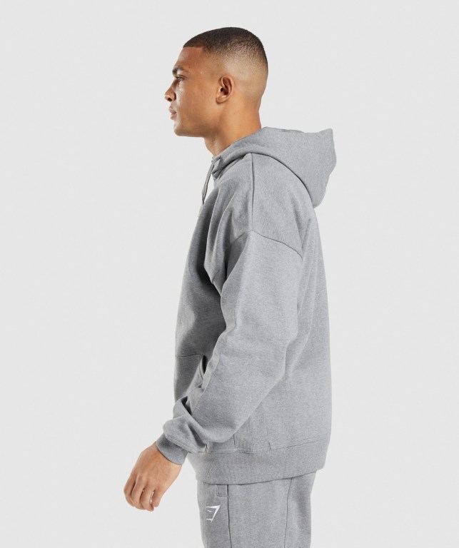 Gymshark Essential Oversized Zip Up Men's Hoodies Grey | UAE-94OCKR