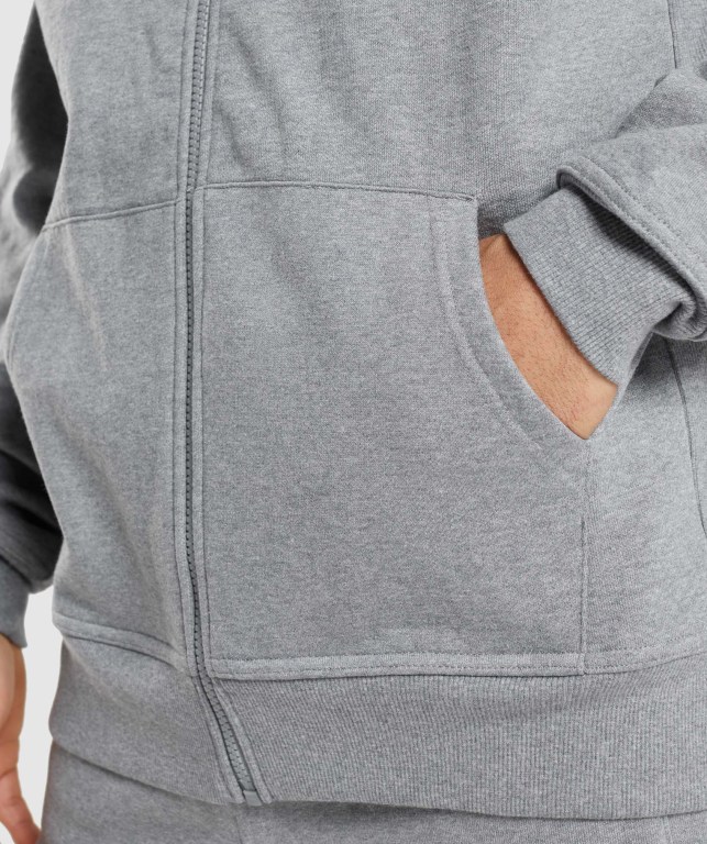 Gymshark Essential Oversized Zip Up Men's Hoodies Grey | UAE-94OCKR