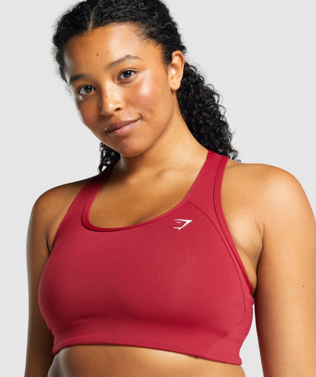 Gymshark Essential Racer Back Training Women's Sports Bra Burgundy | UAE-78GHAM